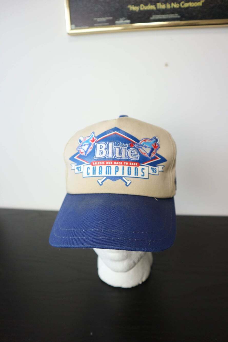 Vintage 90s MLB Toronto Blue Jays Labatt Blue Back 2 Back Champions Snapback Hat